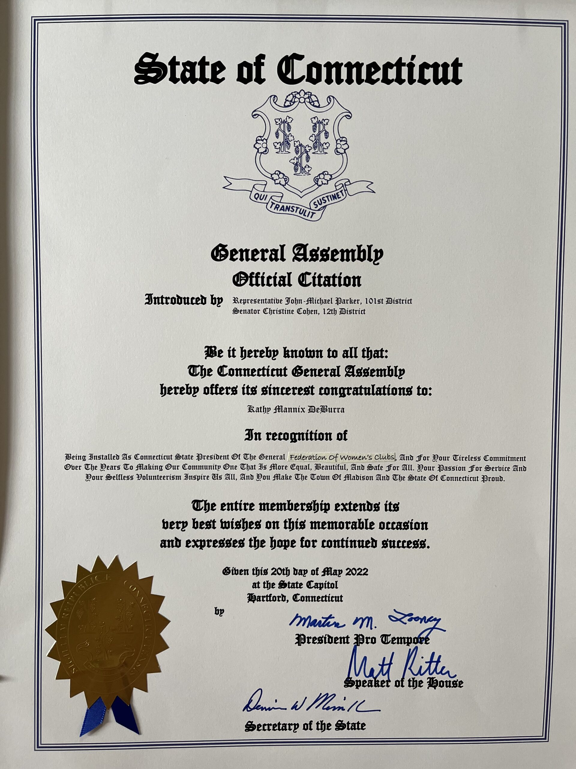 State of CT Congratulations.